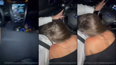 debbiestpierre giving a blowjob in a car
